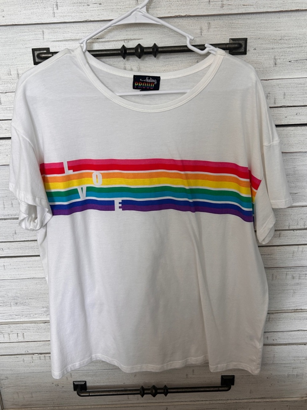 White Rainbow Stripe Tee